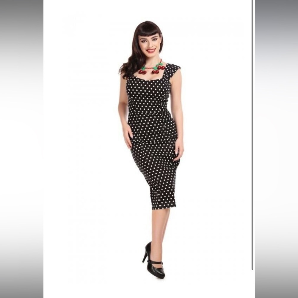 Collectif Black & White Polka Dot Midi Dress
